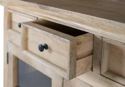 Casier à vin en bois de manguier avec miroir central