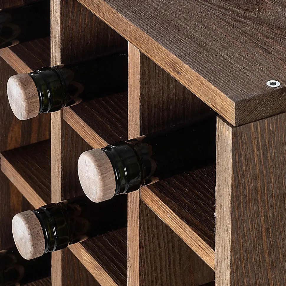 Casier à vin marron foncé en échiquier en bois KADAX