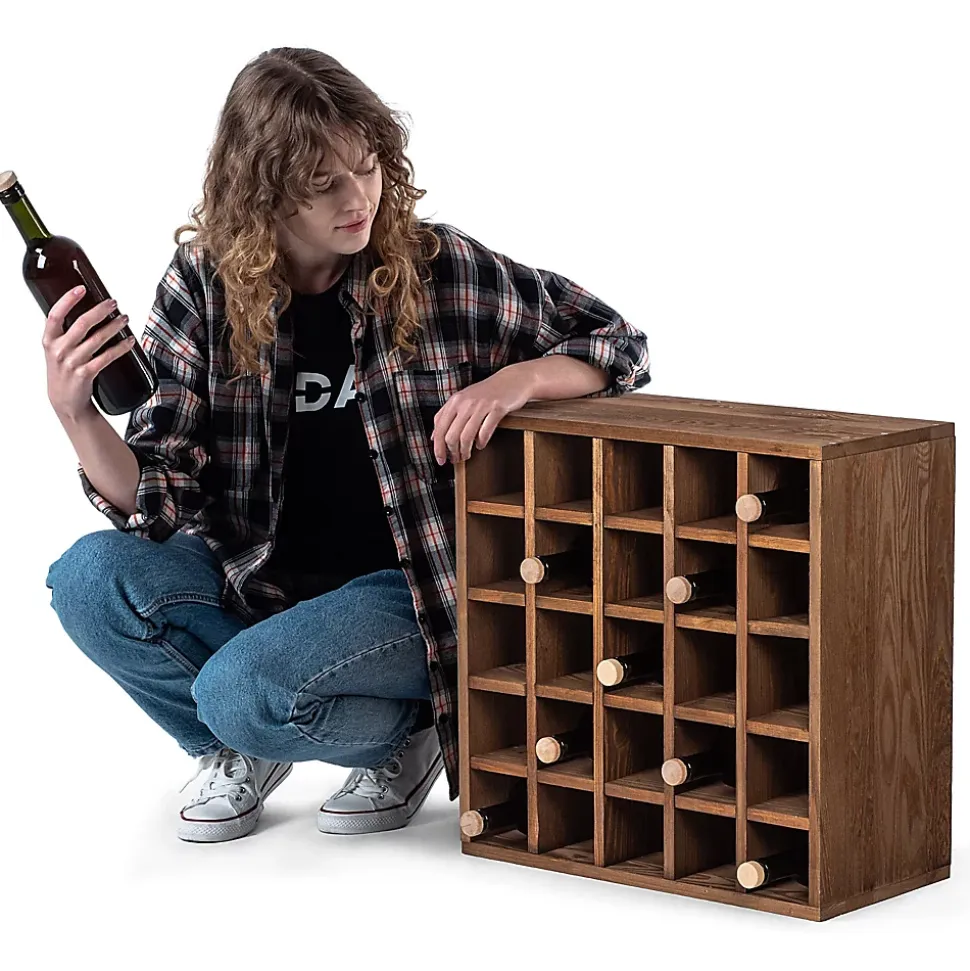Casier à vin marron foncé en échiquier en bois KADAX