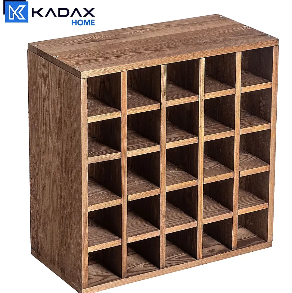 Casier à vin marron foncé en échiquier en bois KADAX
