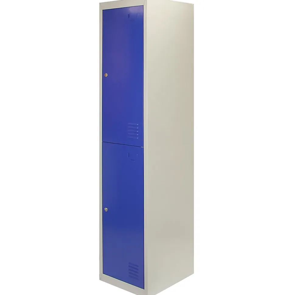 Casier de Rangement de 2 Portes en Acier Bleu