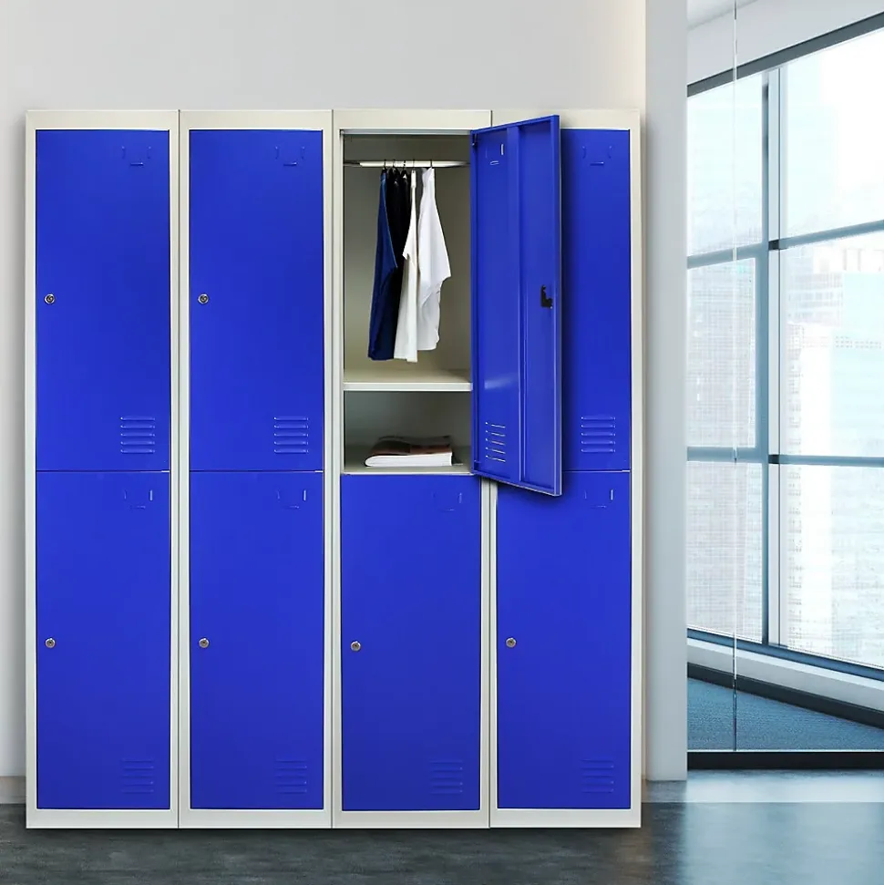 Casier de Rangement de 2 Portes en Acier Bleu