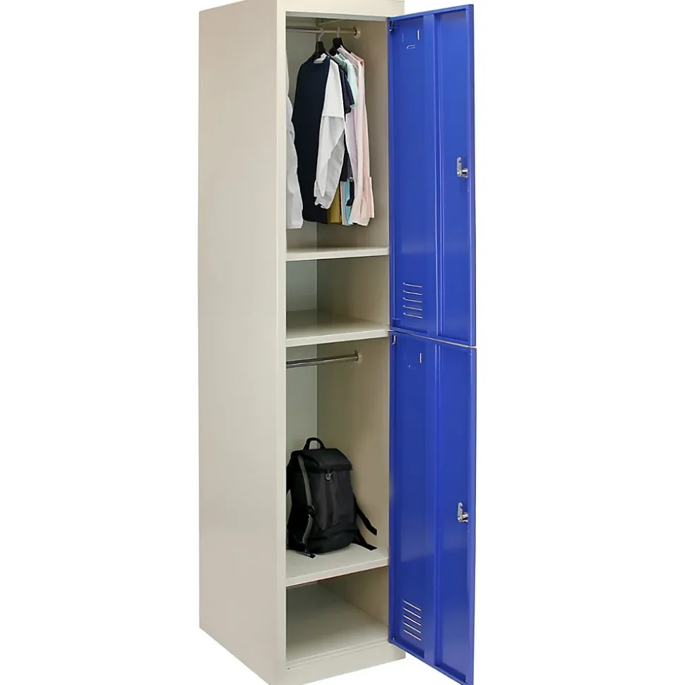 Casier de Rangement de 2 Portes en Acier Bleu