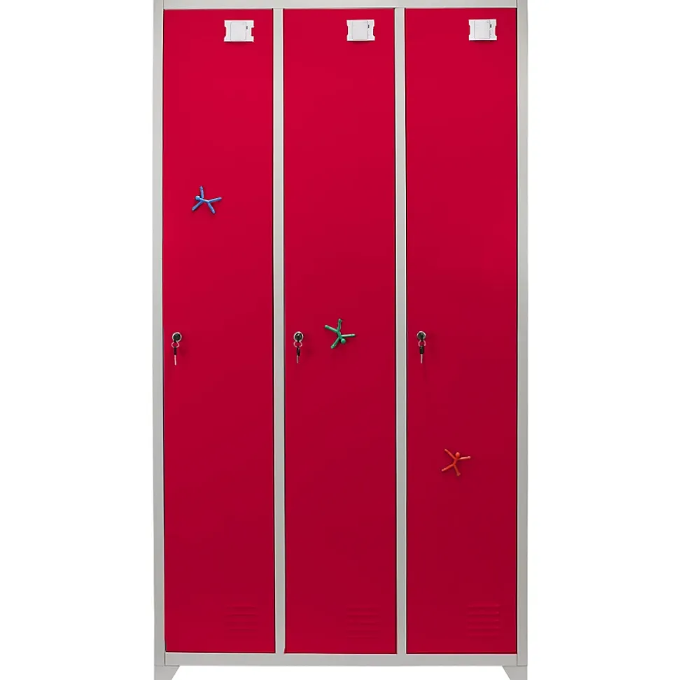 Casier de Rangement de 3 Portes en Acier Rouge