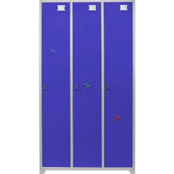 Casier de Rangement de 3 Portes en Acier Bleu