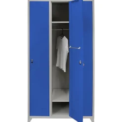Casier de Rangement de 3 Portes en Acier Bleu