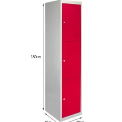 Casier de Rangement de 3 Portes en Acier Rouge