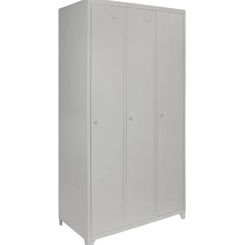 Casier de Rangement de 3 Portes en Acier Gris