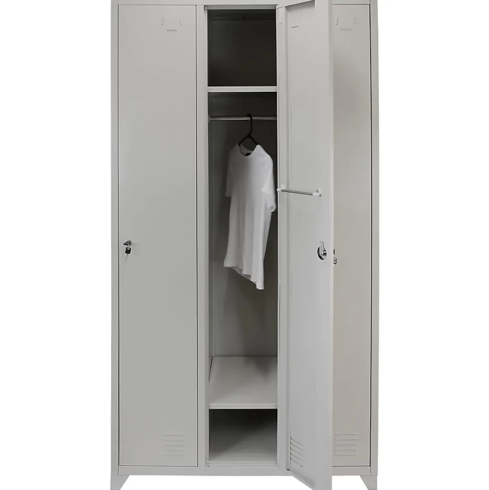 Casier de Rangement de 3 Portes en Acier Gris