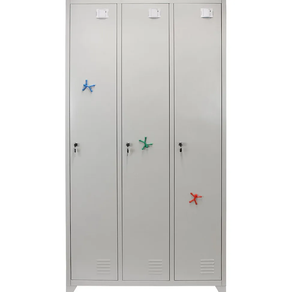 Casier de Rangement de 3 Portes en Acier Gris
