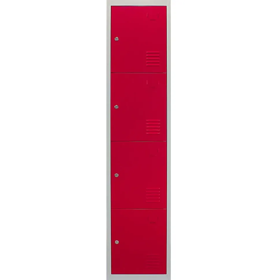 Casier de Rangement de 4 Portes en Acier Rouge