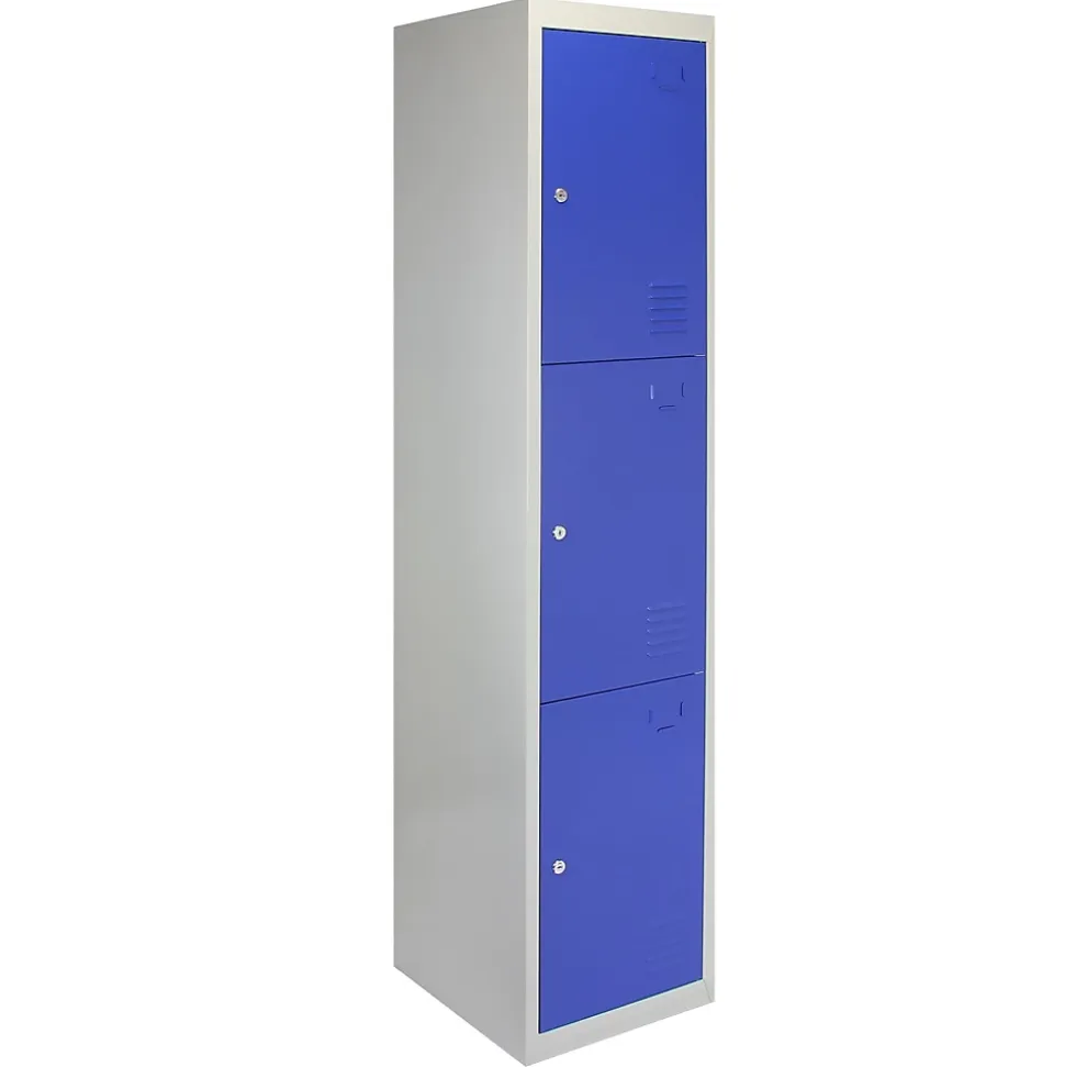 Casier de Rangement de 3 Portes en Acier Bleu