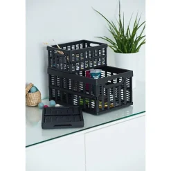 Casier pliant en plastique recyclé 32,5 litres - Noir