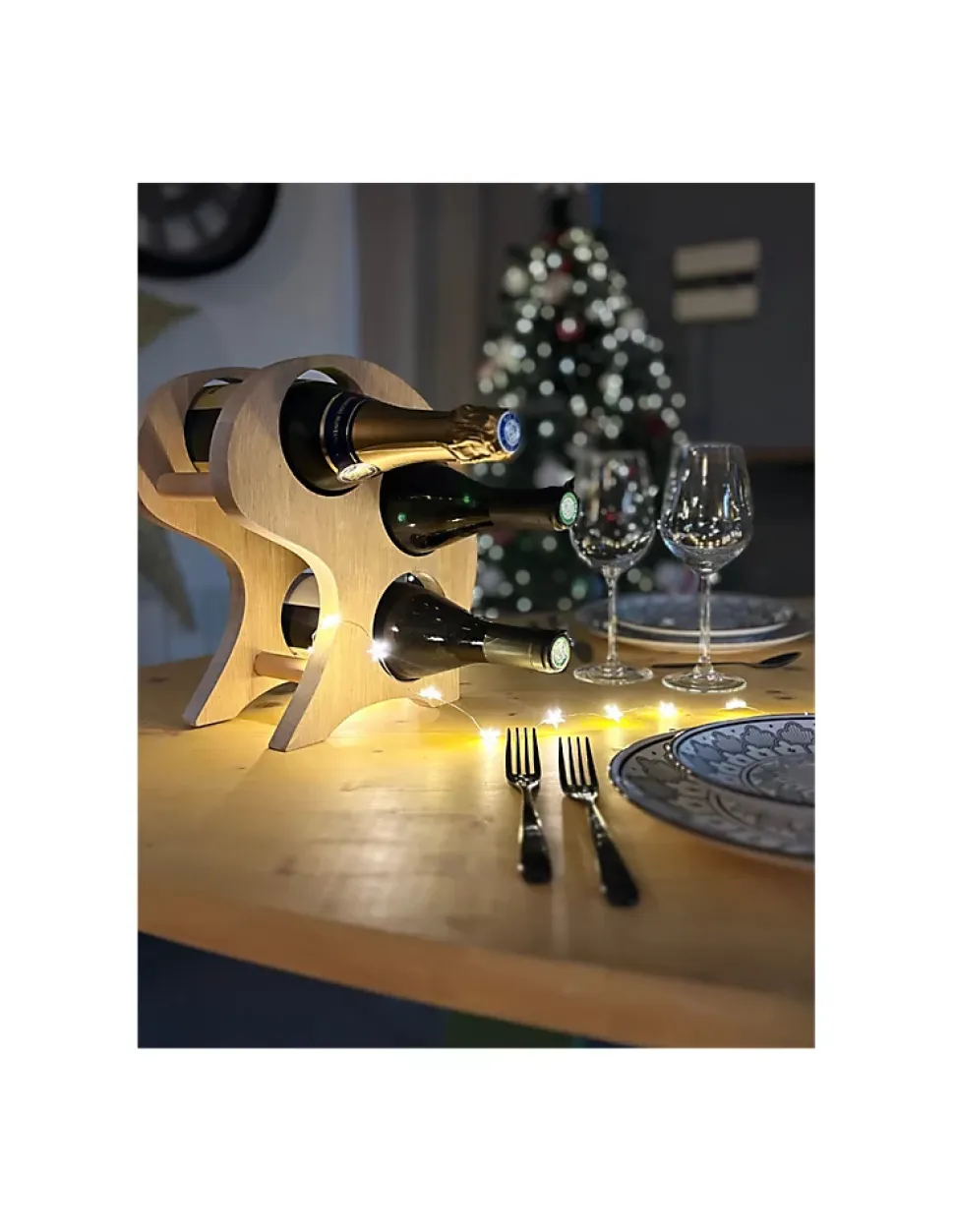 Cepcurva Range Bouteilles En Bois Pour 3 Bouteilles / Chêne