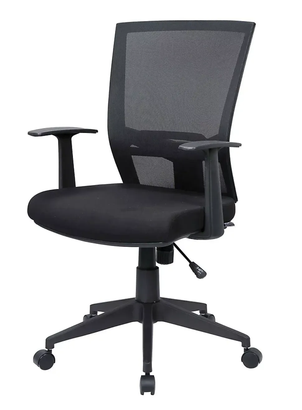 Chaise à roulettes Eulalia, Fauteuil de direction en maille avec accoudoirs, Siège de bureau ergonomique, 59x64h96/106 cm, Noir
