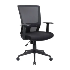 Chaise à roulettes Eulalia, Fauteuil de direction en maille avec accoudoirs, Siège de bureau ergonomique, 59x64h96/106 cm, Noir