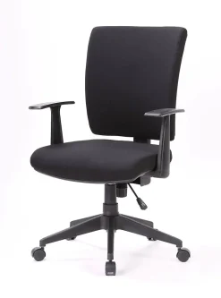 Chaise à roulettes Eulalia, Fauteuil de direction avec accoudoirs, Siège de bureau ergonomique, 61x65h98/108 cm, Noir