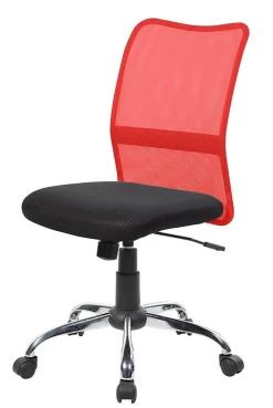 Chaise à roulettes Maysak, Chaise de travail en maille, Siège de bureau ergonomique, 57x46h90/100 cm, Noir et Rouge