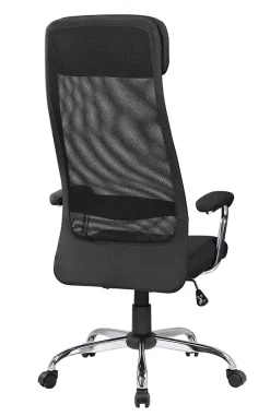 Chaise à roulettes Umeno, Fauteuil présidentiel avec accoudoirs, Chaise de bureau ergonomique, 65x65h126/136 cm, Noir