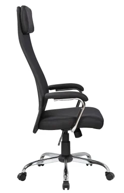 Chaise à roulettes Umeno, Fauteuil présidentiel avec accoudoirs, Chaise de bureau ergonomique, 65x65h126/136 cm, Noir
