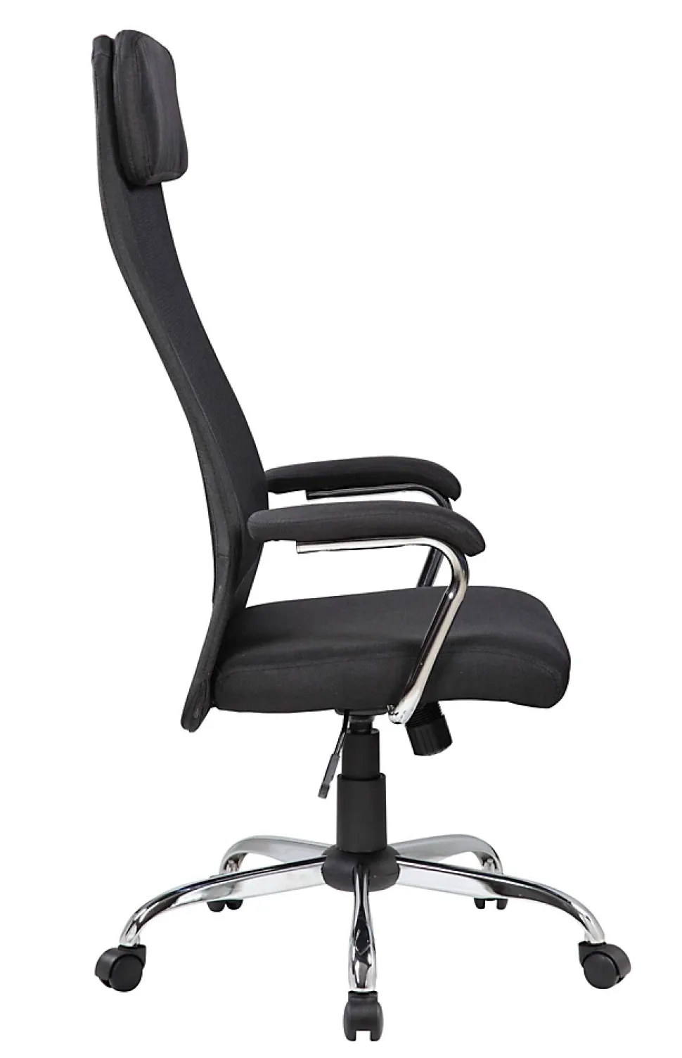 Chaise à roulettes Umeno, Fauteuil présidentiel avec accoudoirs, Chaise de bureau ergonomique, 65x65h126/136 cm, Noir