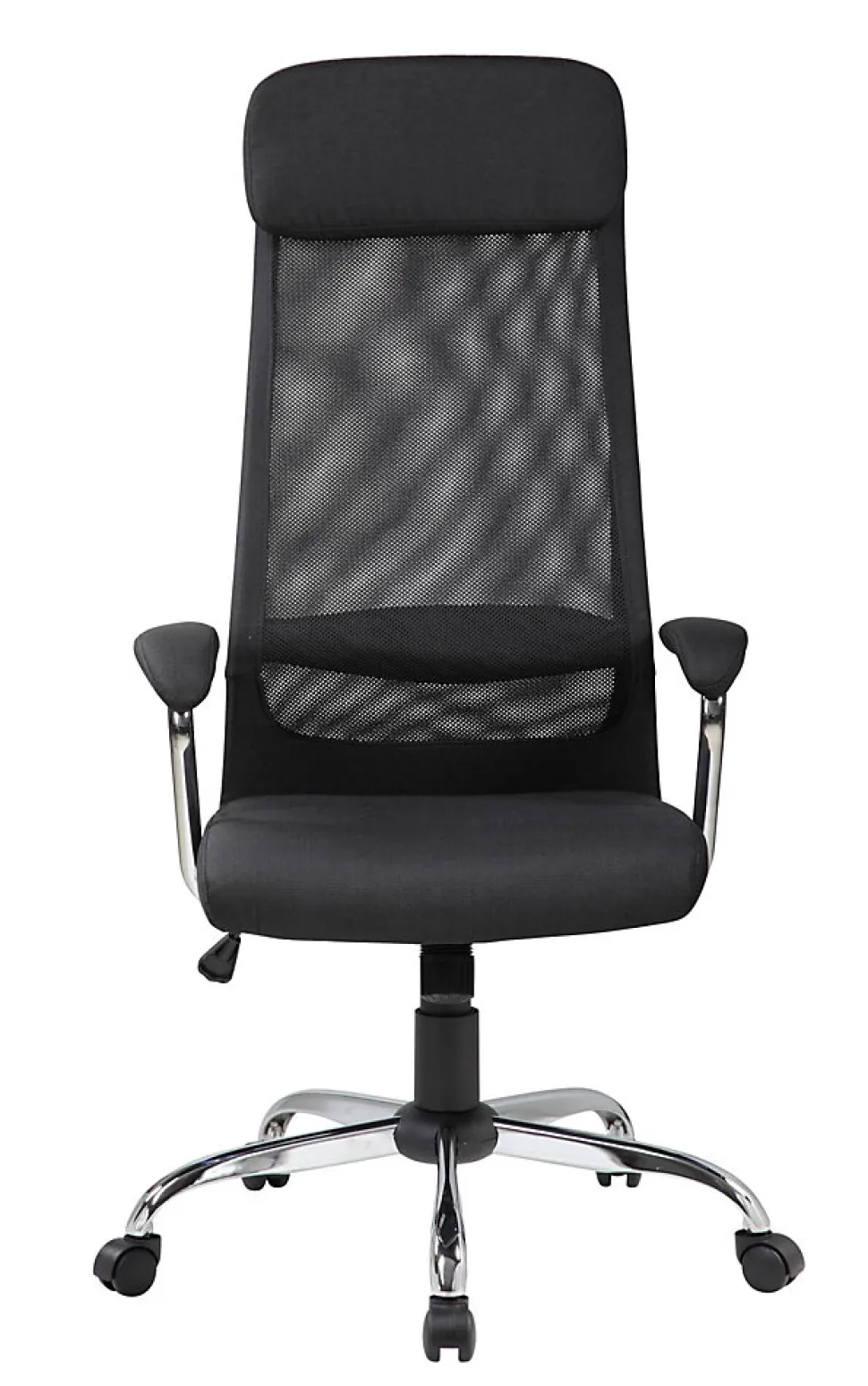 Chaise à roulettes Umeno, Fauteuil présidentiel avec accoudoirs, Chaise de bureau ergonomique, 65x65h126/136 cm, Noir