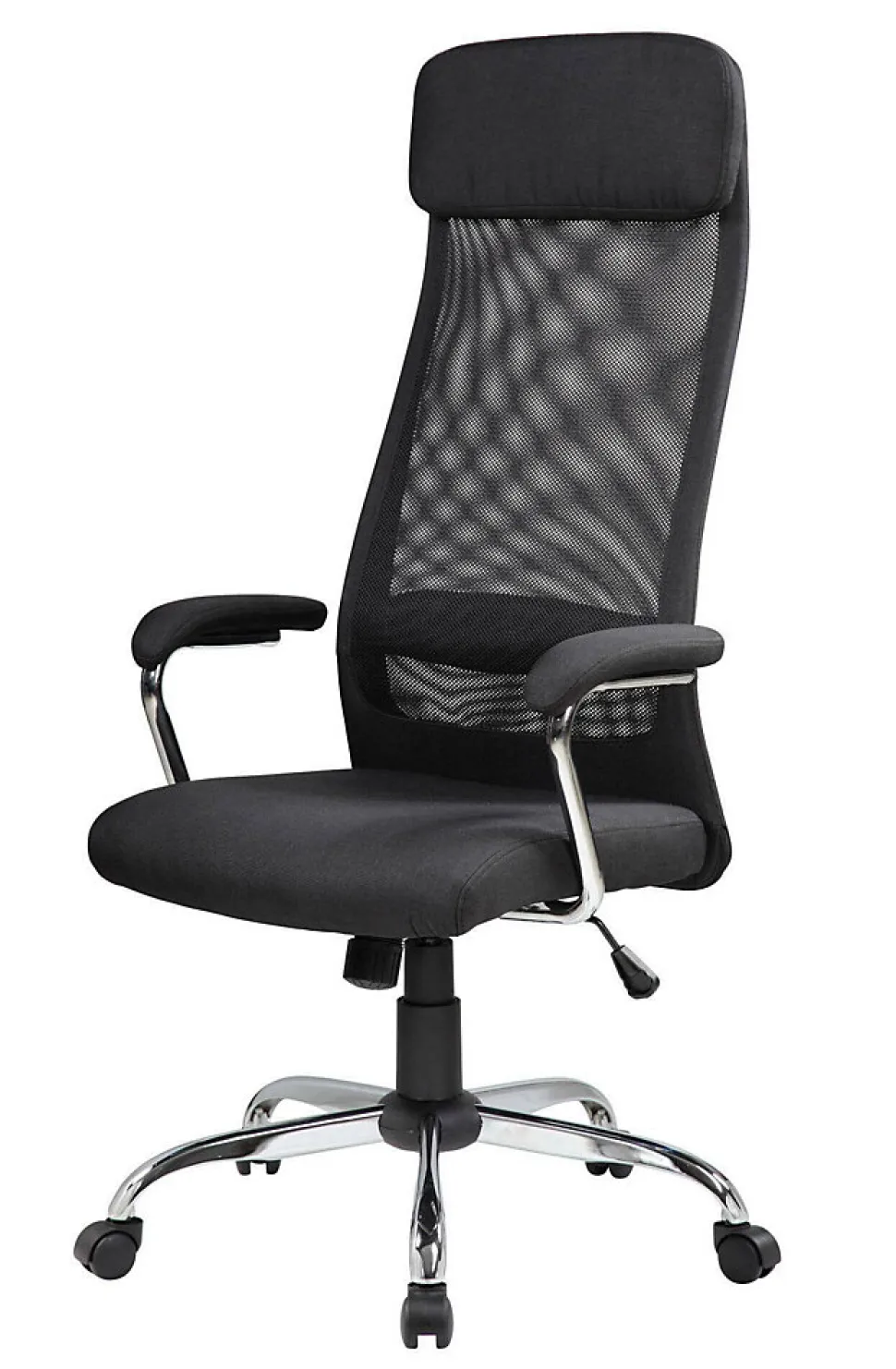 Chaise à roulettes Umeno, Fauteuil présidentiel avec accoudoirs, Chaise de bureau ergonomique, 65x65h126/136 cm, Noir