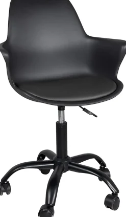 Chaise Bureau Design Coussin Accoudoirs Hauteur Réglable Pivotant Pied Métal Roulettes MOTO (noir)