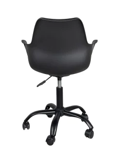 Chaise Bureau Design Coussin Accoudoirs Hauteur Réglable Pivotant Pied Métal Roulettes MOTO (noir)