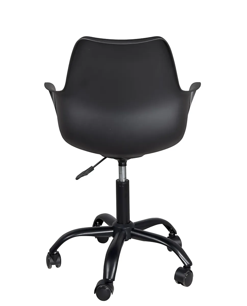 Chaise Bureau Design Coussin Accoudoirs Hauteur Réglable Pivotant Pied Métal Roulettes MOTO (noir)