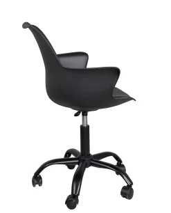 Chaise Bureau Design Coussin Accoudoirs Hauteur Réglable Pivotant Pied Métal Roulettes MOTO (noir)
