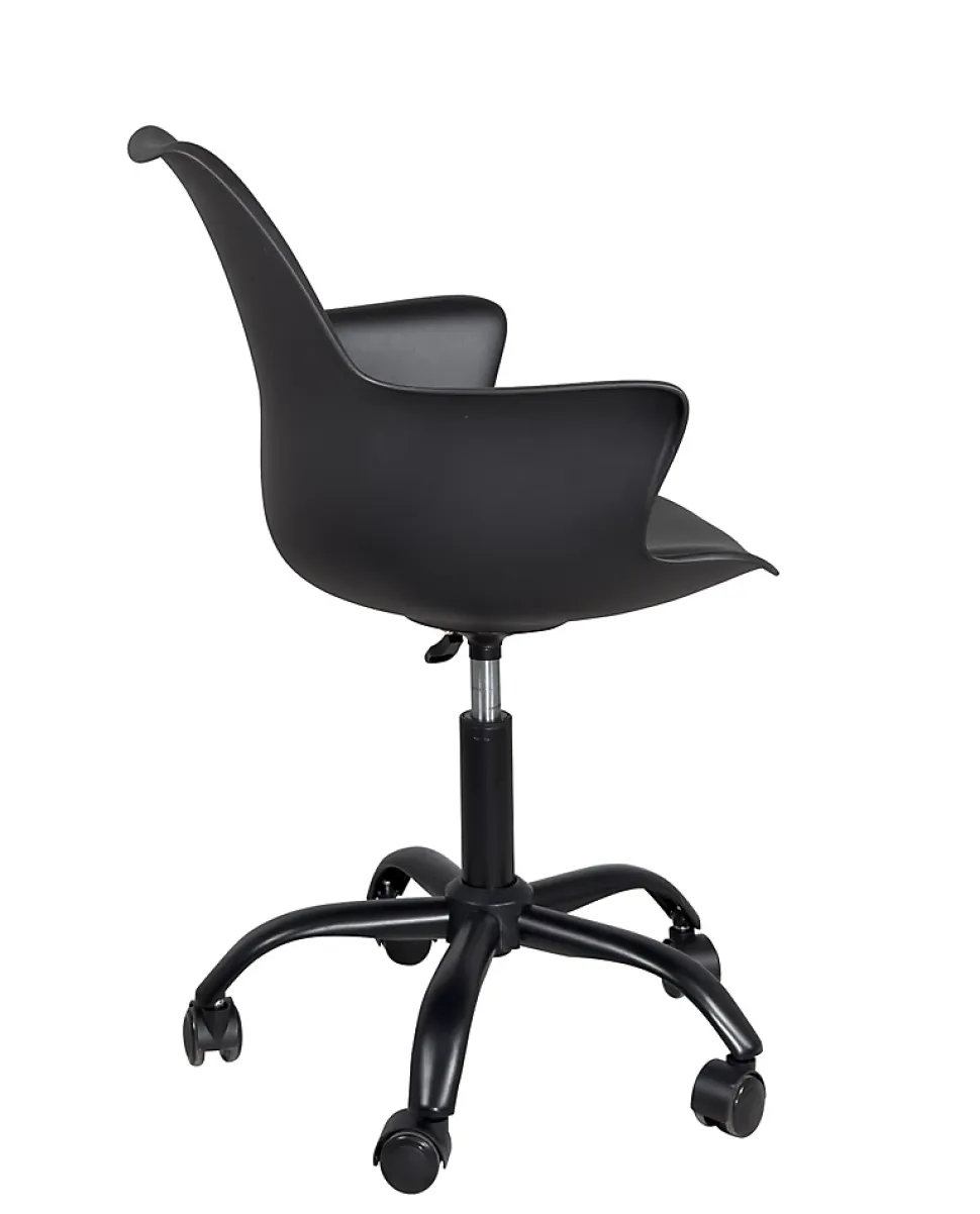 Chaise Bureau Design Coussin Accoudoirs Hauteur Réglable Pivotant Pied Métal Roulettes MOTO (noir)