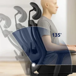 Chaise bureau Elisha, ergonomique avec soutien lombaire, ajustable en hauteur, pivotante, revêtement mesh respirant Noir