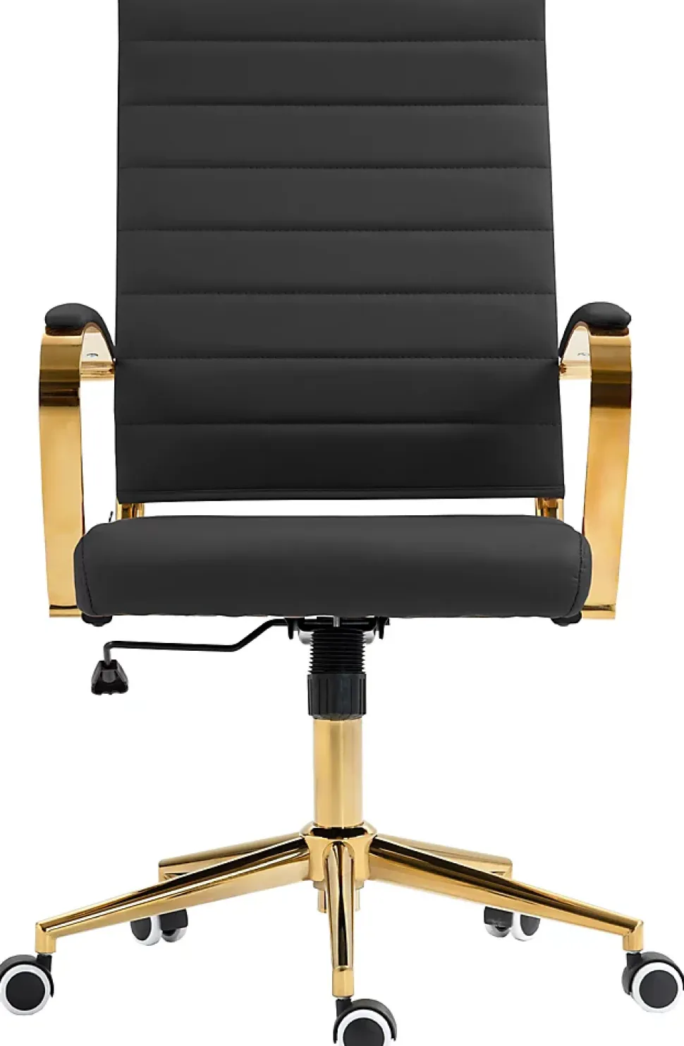 Chaise bureau ergonomique cuir synthétique Havanna, réglable hauteur, piètement doré, pivotant à 360 degrés Noir