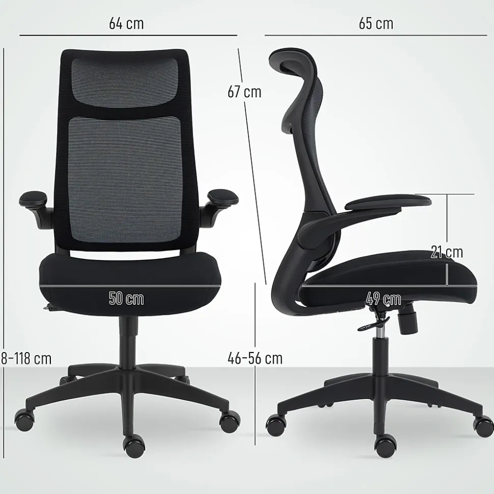 Chaise bureau ergonomique réglable accoudoirs 4D relevables rembourrés maille noir