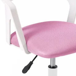 Chaise Bureau Roulettes Accoudoirs Assise Rembourée Hauteur Réglable Pivotant AYA (blanc Rose)