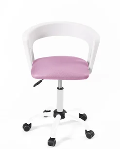Chaise Bureau Roulettes Accoudoirs Assise Rembourée Hauteur Réglable Pivotant AYA (blanc Rose)