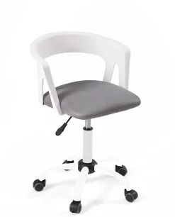 Chaise Bureau Roulettes Accoudoirs Assise Rembourée Hauteur Réglable Pivotant AYA (blanc-gris)