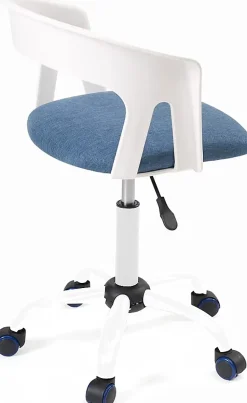 Chaise Bureau Roulettes Accoudoirs Assise Rembourée Hauteur Réglable Pivotant AYA (blanc-bleu)