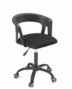 Chaise Bureau Roulettes Souples Accoudoirs Assise Rembourée Hauteur Réglable Pivotant AYA (noir)