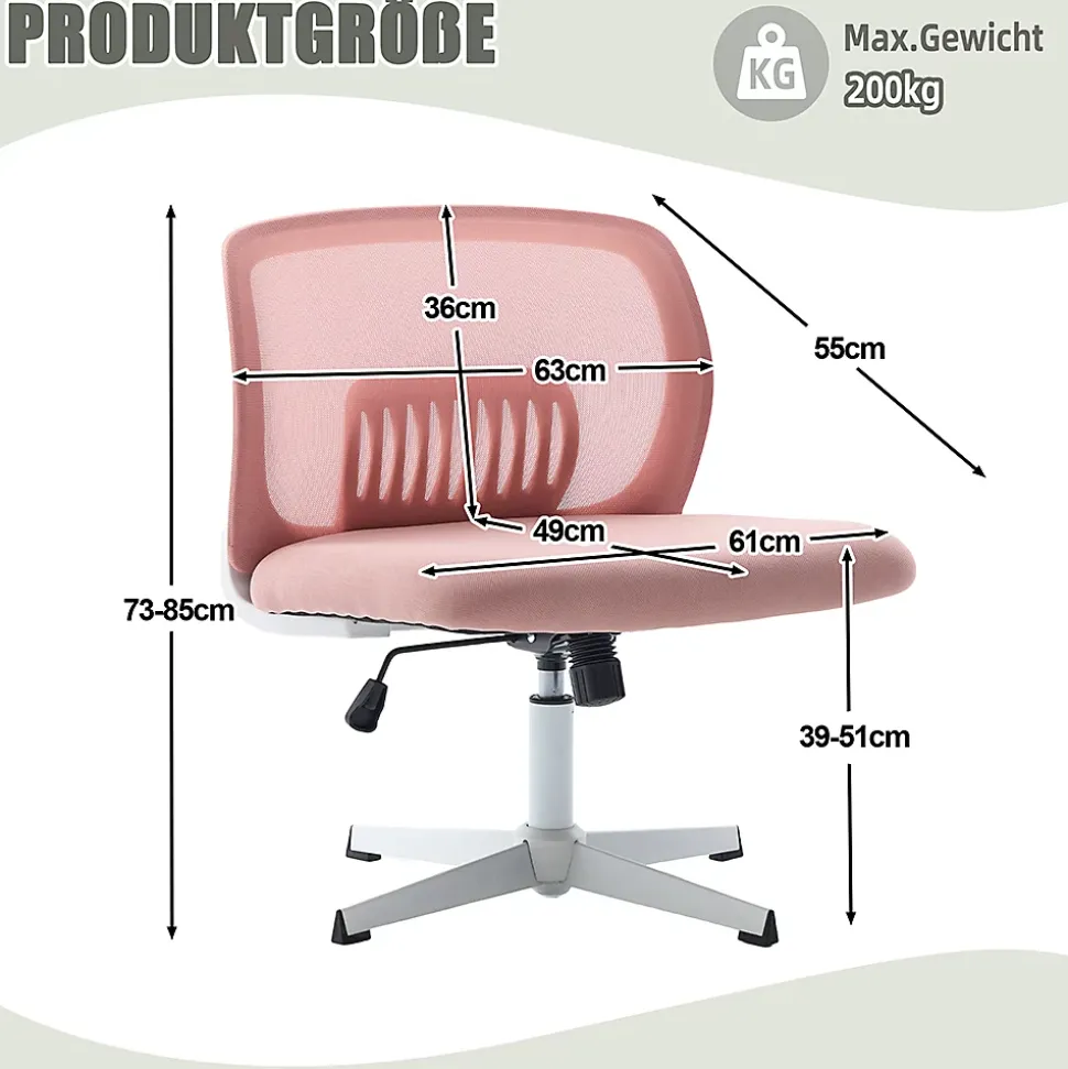 Chaise Bureau Sans Accoudoirs, Pivotante, Réglable