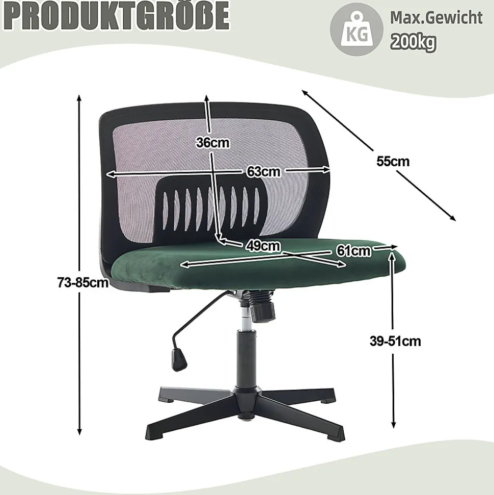 Chaise Bureau Sans Accoudoirs, Pivotante , Réglable