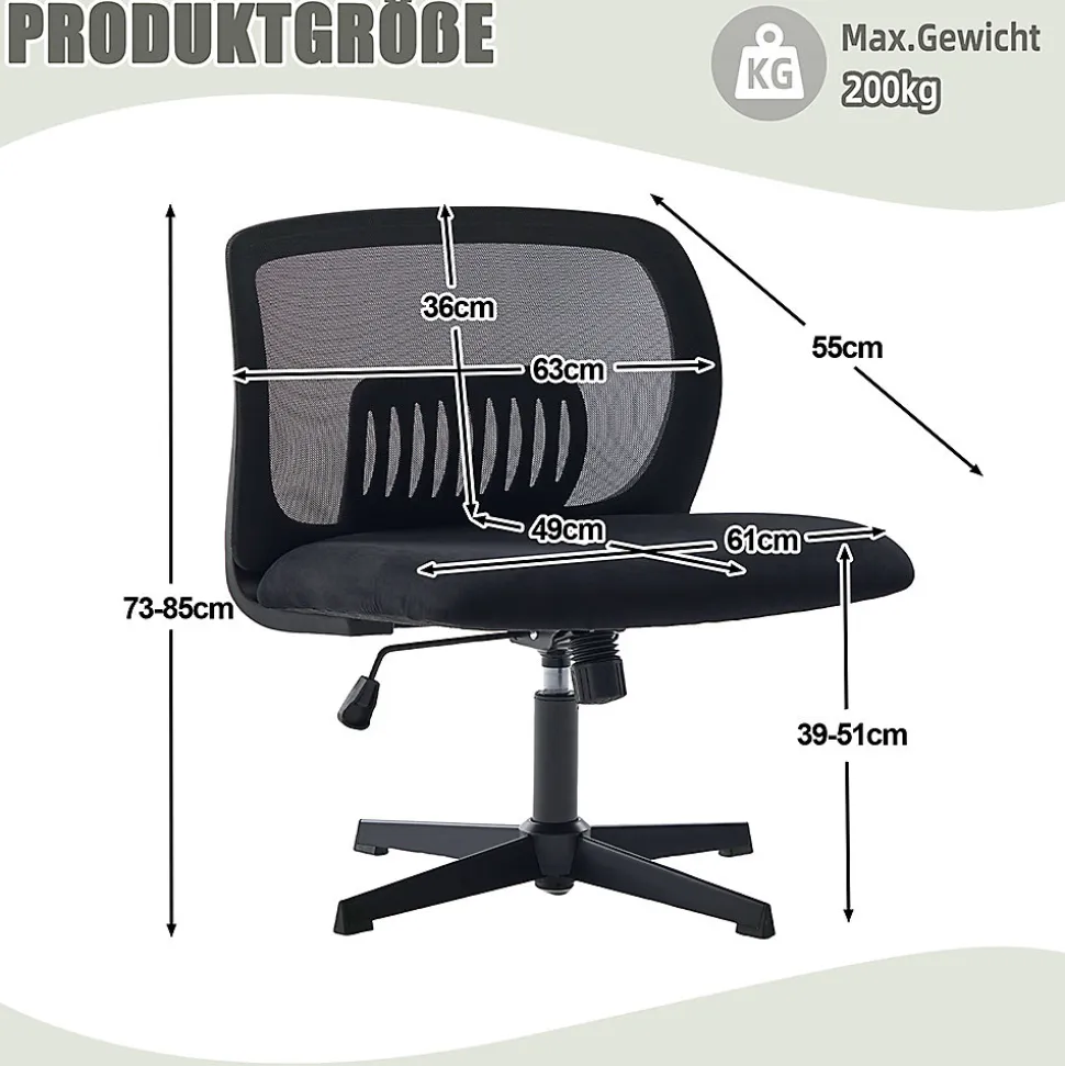 Chaise Bureau Sans Accoudoirs, Pivotante , Réglable