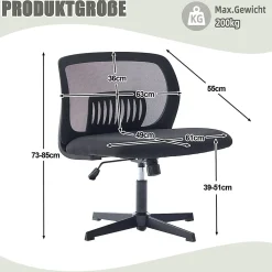 Chaise Bureau Sans Accoudoirs, Pivotante , Réglable