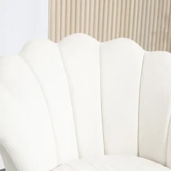 Chaise coquillage chaise design pieds métal dorés effilés velours crème