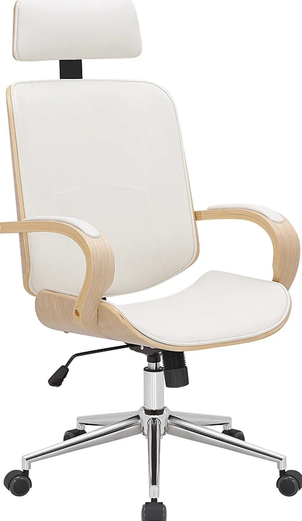 Chaise Dayton similicuir, appui-tête, pivotante 360 , réglable hauteur Nature/Blanc