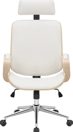 Chaise Dayton similicuir, appui-tête, pivotante 360 , réglable hauteur Nature/Blanc