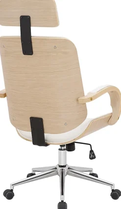 Chaise Dayton similicuir, appui-tête, pivotante 360 , réglable hauteur Nature/Blanc