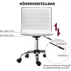 Chaise de Bureau - Chaise de Bureau Sans Accoudoirs Réglable en Hauteur, Ergonomique et Confortable, Cuir Synthétique, Blanc