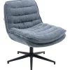 Chaise de Bureau - Chaise Sans Accoudoirs avec Large Assise Pivotante Réglable en Hauteur, Tissu Lin 76x65,5x80 cm Gris Foncé